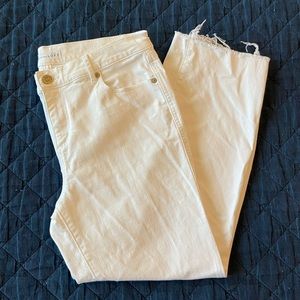 Loft Straight Fit White Denim Crops